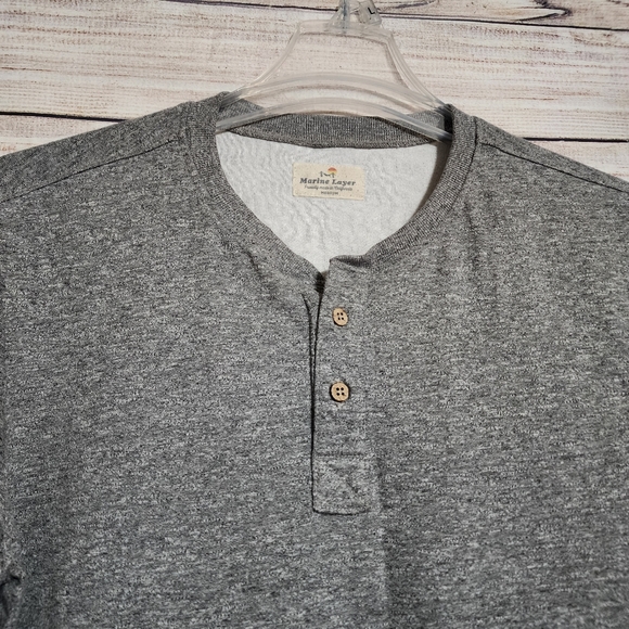 Marine Layer Henley Shirt Gray Rayon Poly Cotton M - Picture 3 of 10